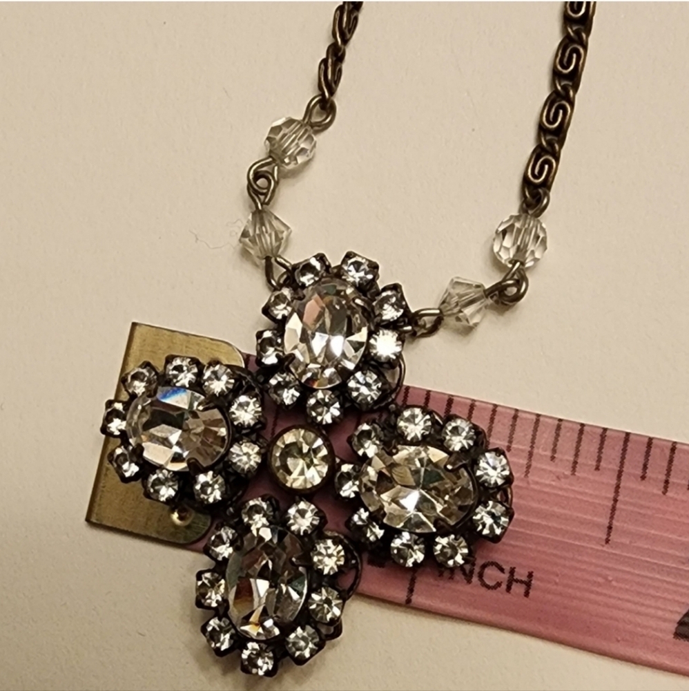 Vtg Liz Palacios Swarovski Crystal Cross Necklace 90s 1990s Rare - Picture 10 of 10
